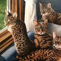 Portrait painting of Savannah cats