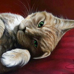 Playful cat painting
